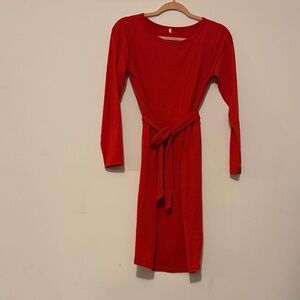 Elegant Red Long Sleeve Dress